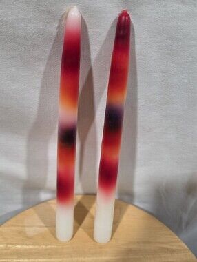 Halloween Color Drip Candles 9.5” Set of 2 Red Black Orange Made in USA